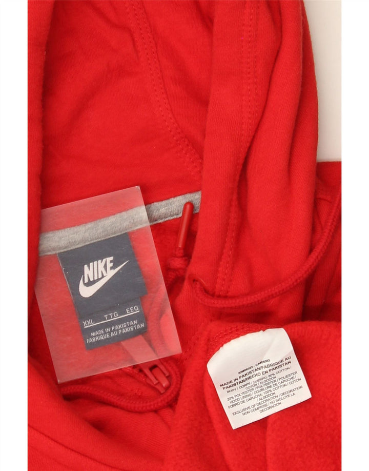 Nike Pull à capuche zippé pour homme 2XL Rouge Coton