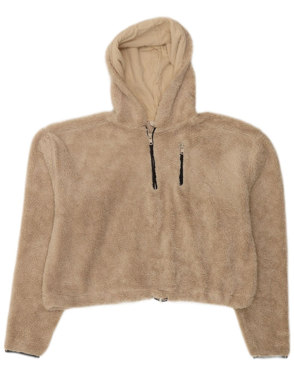 Topshop Pull polaire surdimensionné à capuche et col zippé pour femme UK 8 Small Beige