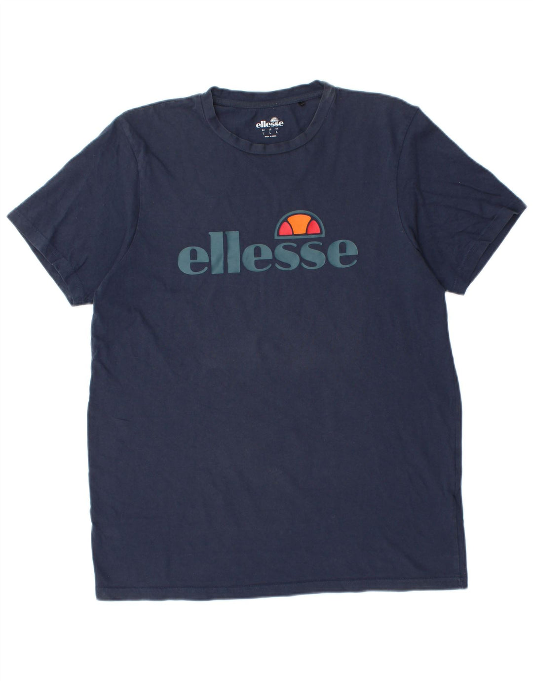 Ellesse Homme T-Shirt Graphique Haut Large Bleu Marine Coton