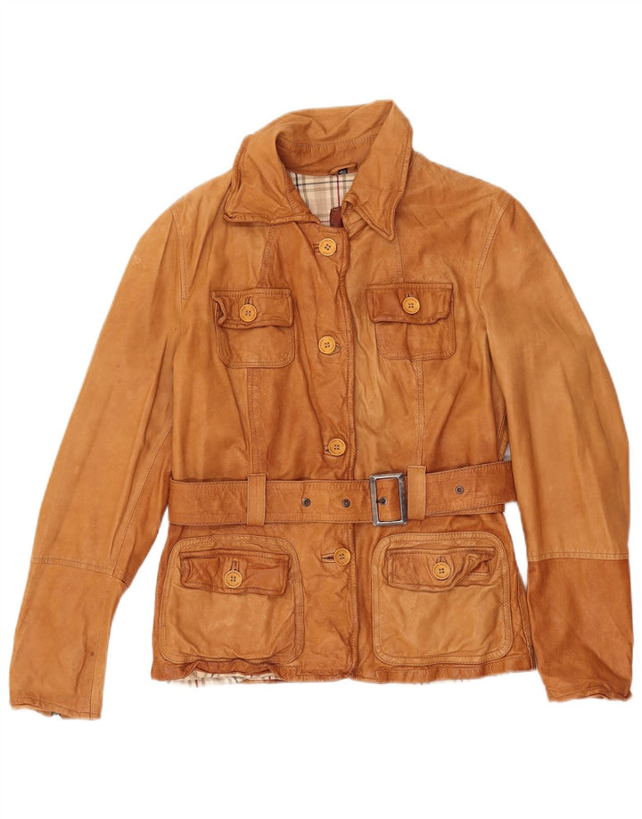 veste en cuir femme vintage IT 46 Grand cuir marron