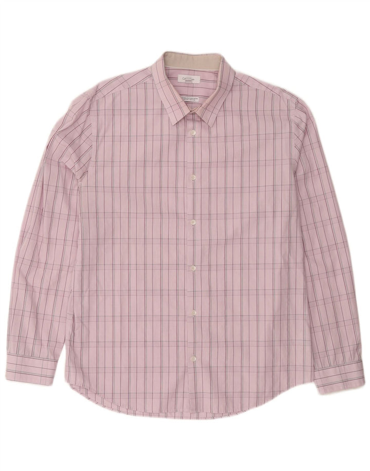 CALVIN KLEIN Chemise Homme Grand Carreau Rose Coton