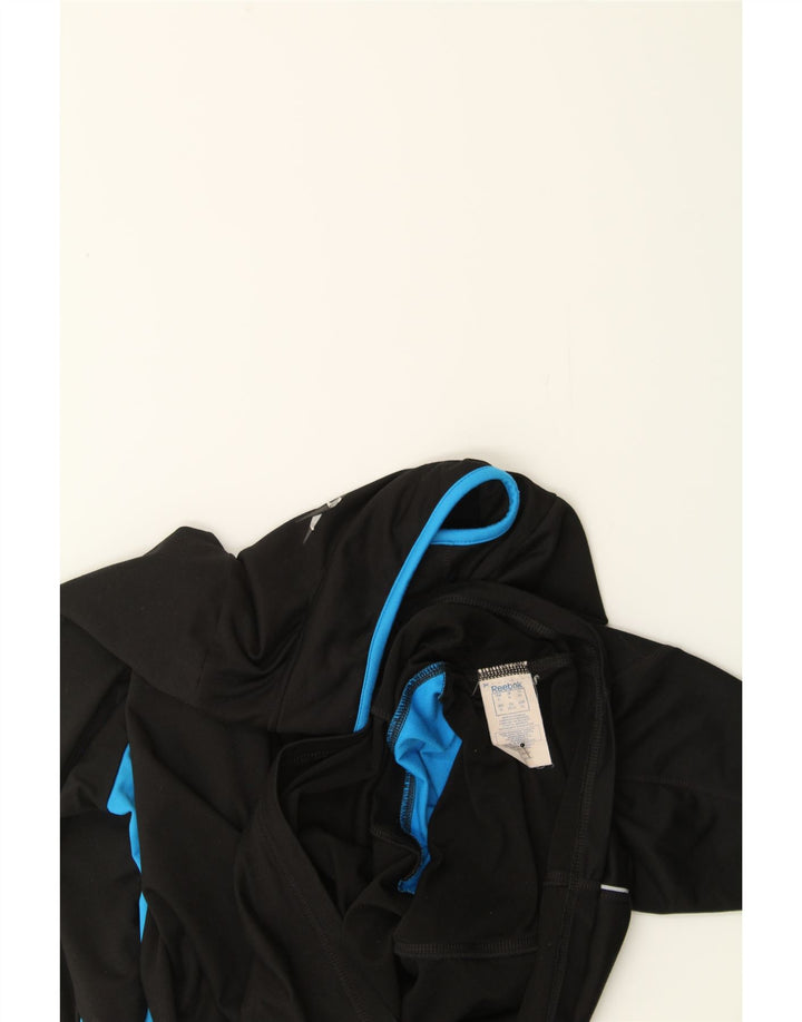 REEBOK Mens Zip Neck Pullover Tracksuit Top XL Black Colourblock Polyester Vintage Reebok and Second-Hand Reebok from Messina Hembry 