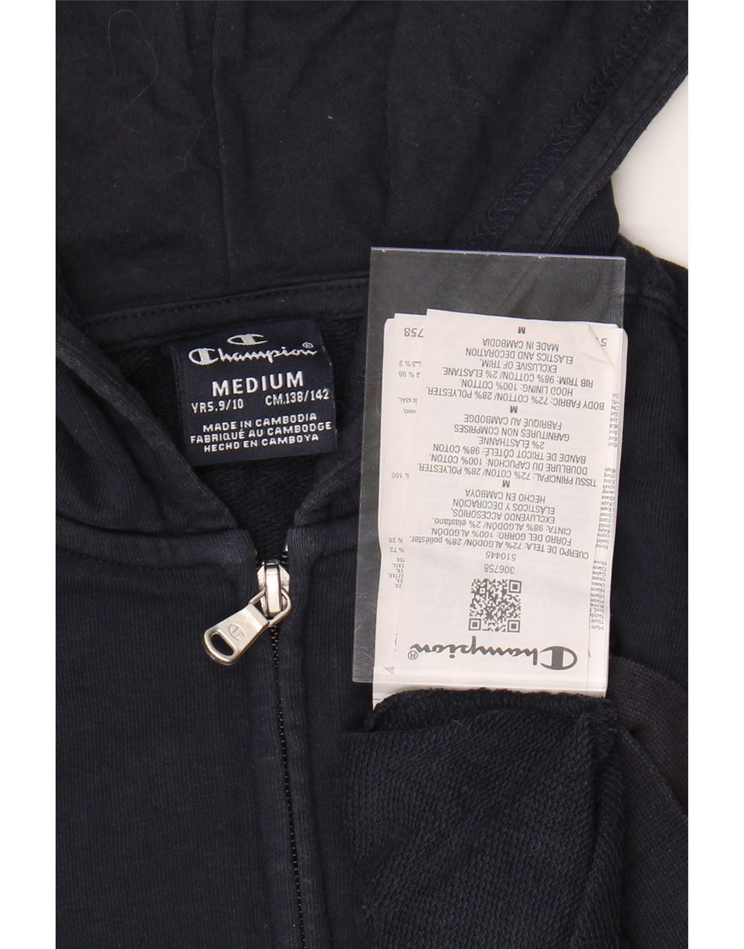 CHAMPION Pull à capuche zippé graphique pour garçon 9-10 ans Bleu marine moyen