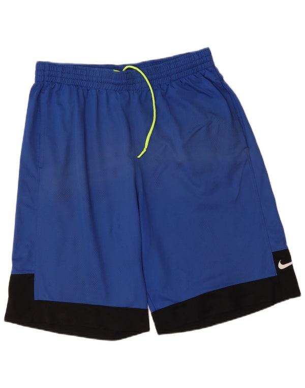 Nike Short de sport Dri Fit pour homme en polyester color block Taille L Bleu