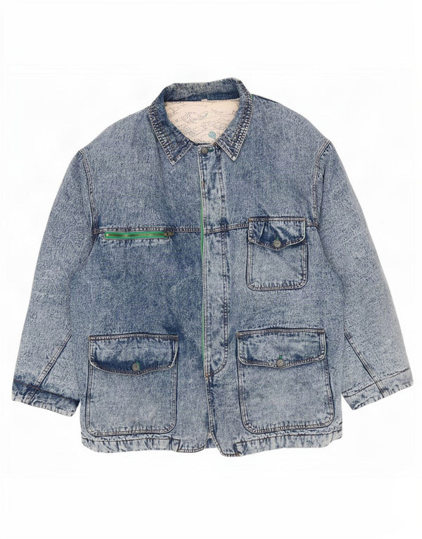 vintage Mens Denim Coat IT 60/62 5XL Bleu Coton