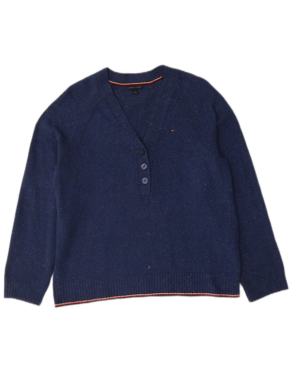 Tommy Hilfiger Pull col V pour femme UK 14 Bleu marine moyen moucheté
