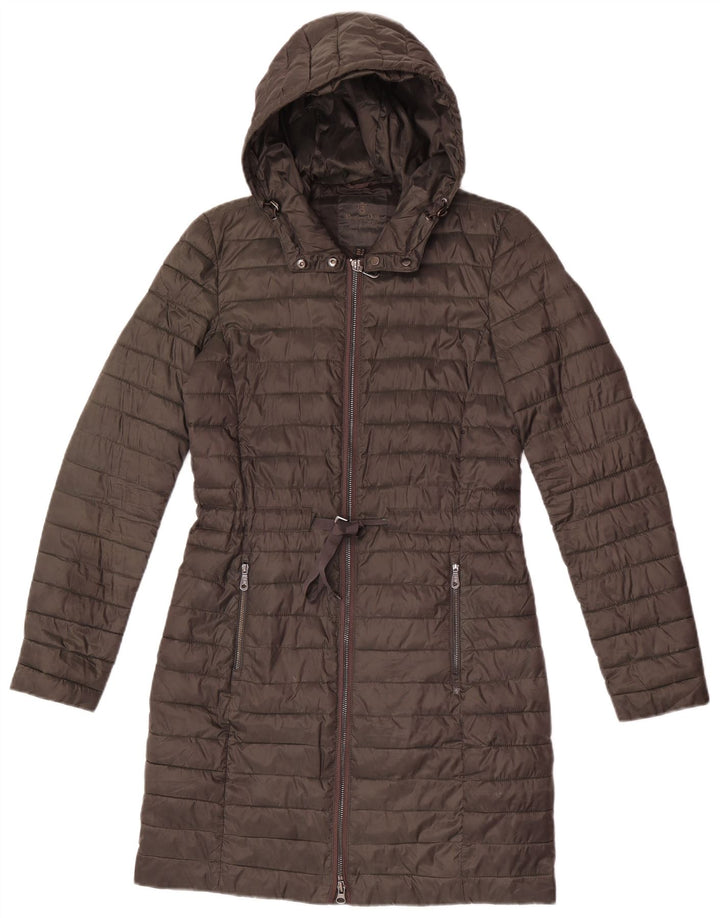 Massimo Dutti Manteau rembourré à capuche pour femme UK 10 Petit Kaki Polyester