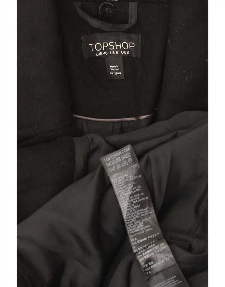 Topshop Manteau Femme UK 42 Moyen Noir Polyester