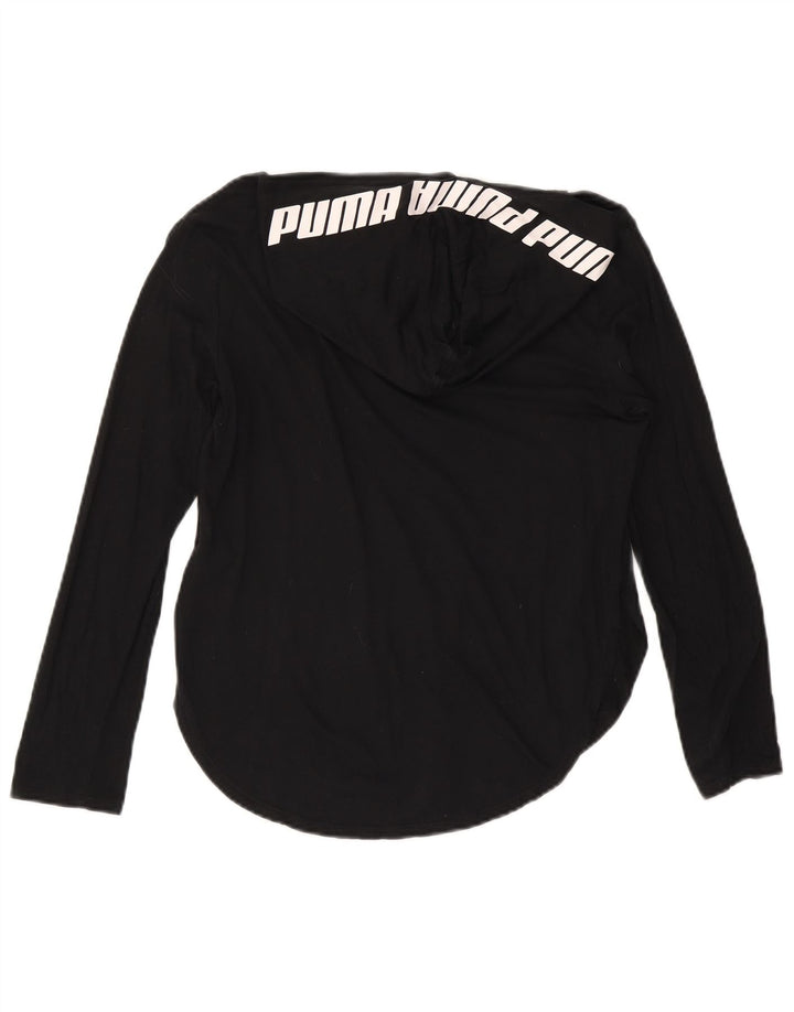 PUMA Haut graphique à capuche à manches longues pour femme UK 10 Small Noir Coton