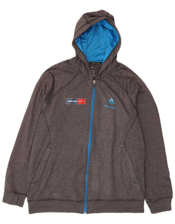 Adidas Pull à capuche zippé Climawarm Graphic pour homme XL Gris Polyester