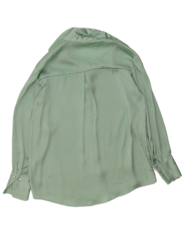 Zara Chemisier surdimensionné pour femme UK 6 XS Vert Polyester