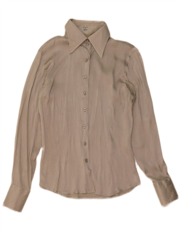 Chemisier chemise femme vintage UK 10 petit gris
