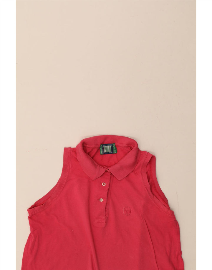SERGIO TACCHINI Womens Sleeveless Polo Shirt UK 14 Medium Pink Vintage Sergio Tacchini and Second-Hand Sergio Tacchini from Messina Hembry 
