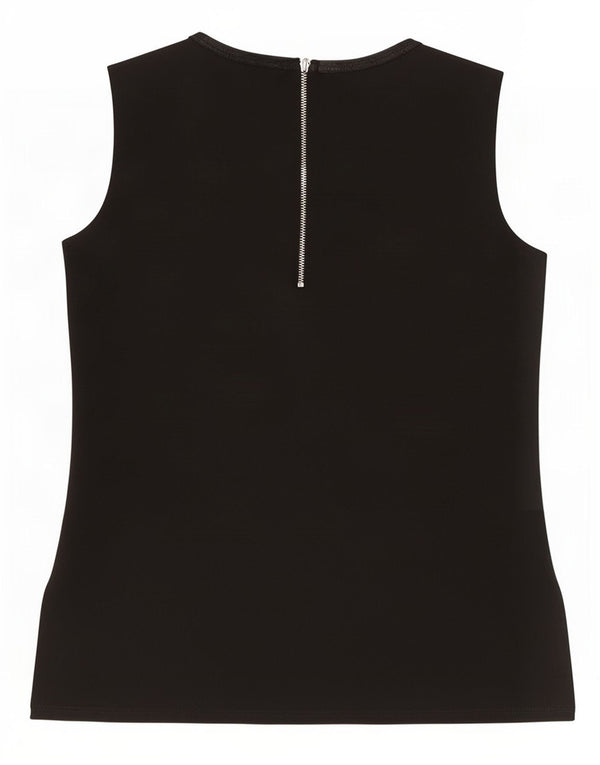 Zara Womens Graphic Blouse sans manches Top UK 10 Small Noir Polyester