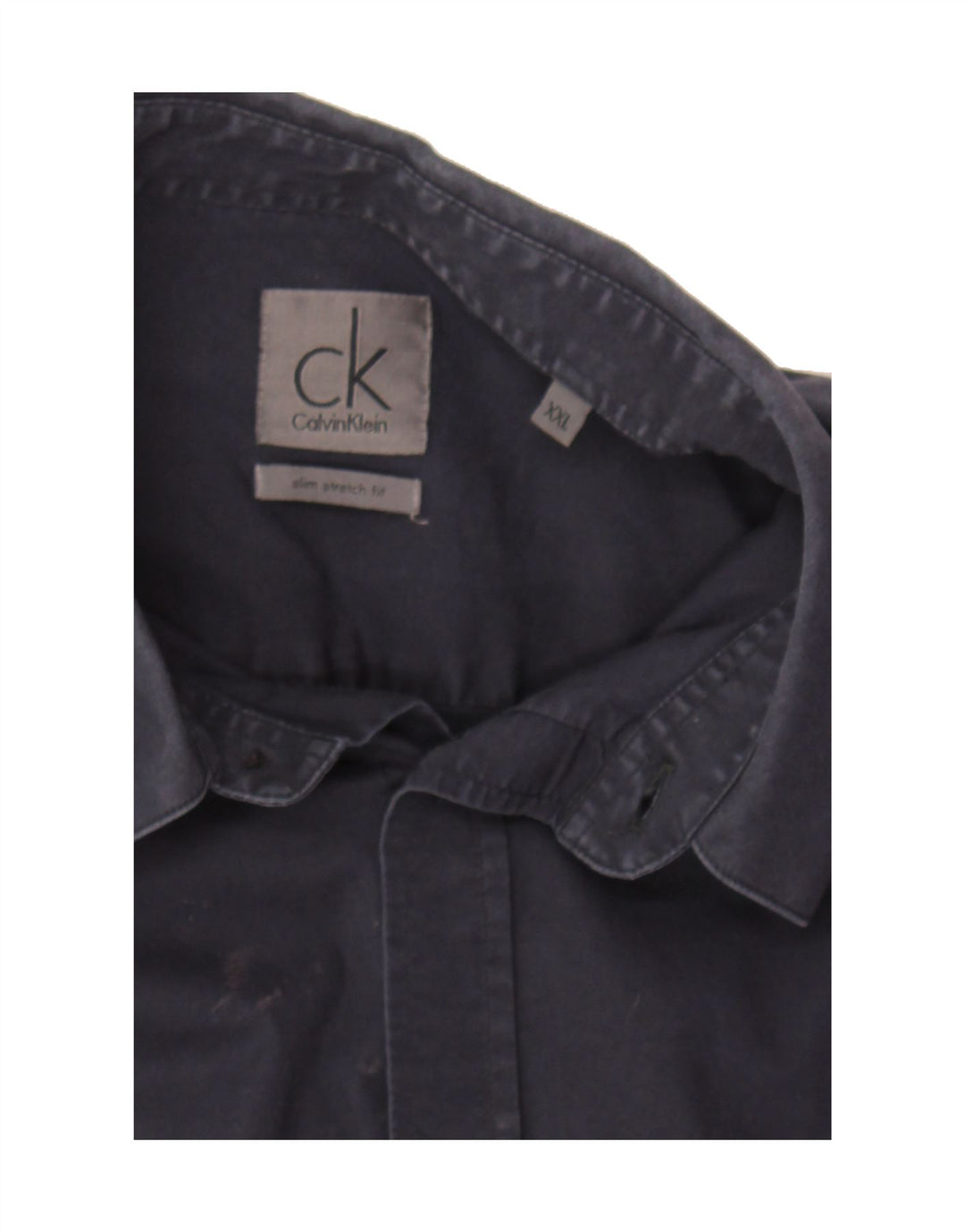 CALVIN KLEIN Mens Slim Fit Shirt 2XL Navy Blue Vintage Calvin Klein and Second-Hand Calvin Klein from Messina Hembry 