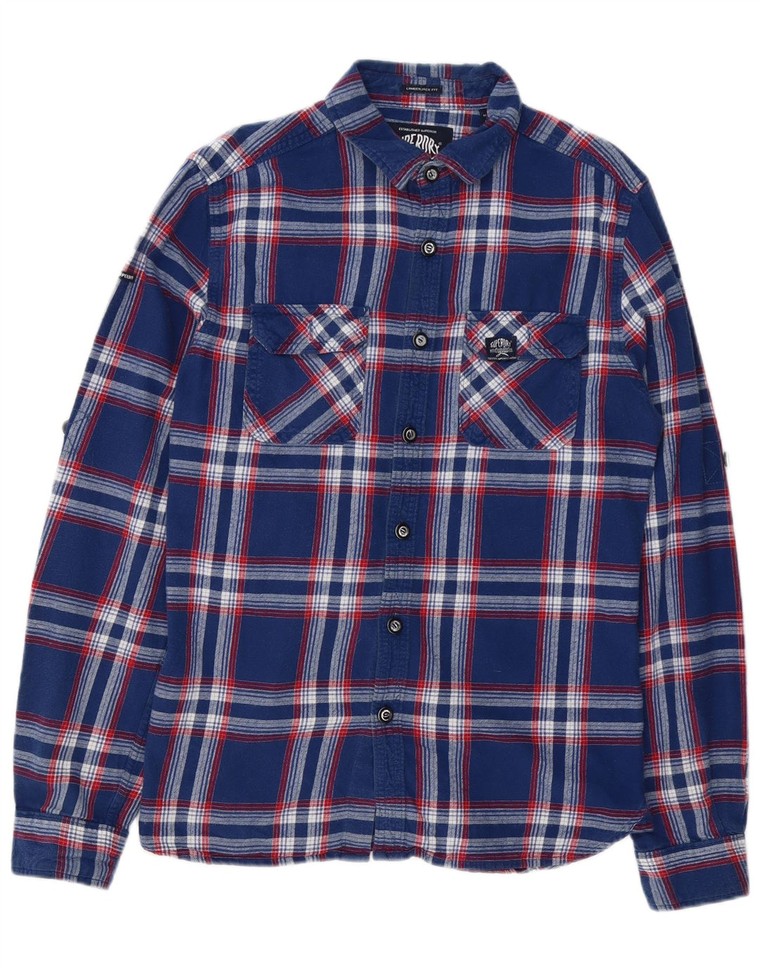 Superdry Chemise en flanelle pour homme en coton à carreaux bleu marine grand