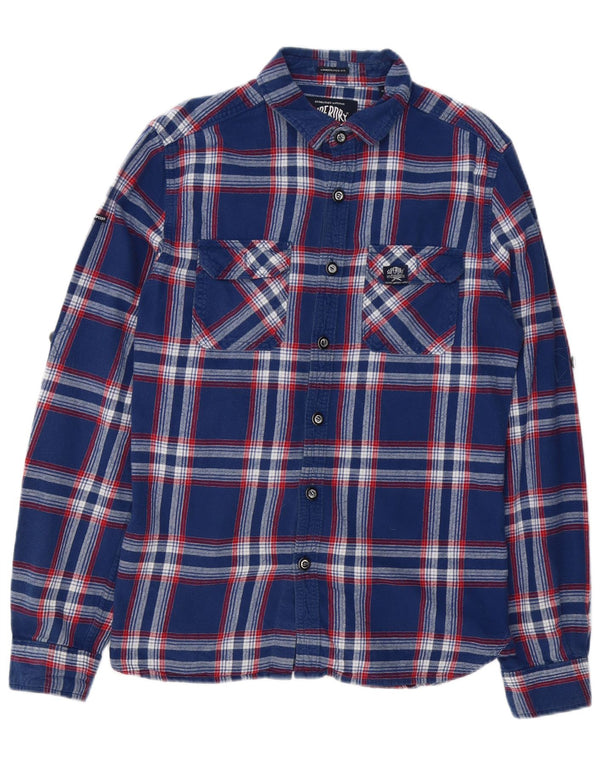Superdry Chemise en flanelle pour homme en coton à carreaux bleu marine grand