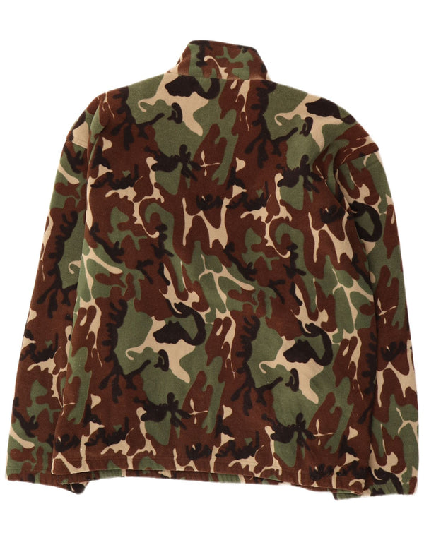vintage Mens Zip Neck Fleece Jumper 2XL Kaki Camouflage