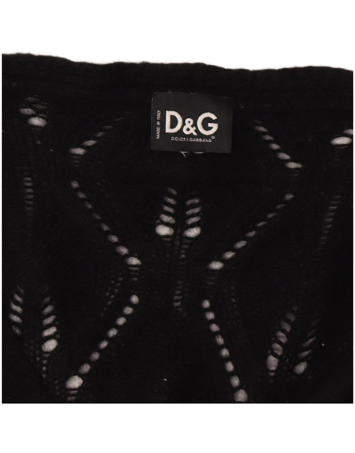 DOLCE & GABBANA Femme Cardigan Pull UK 8 Petit Noir Polyamide