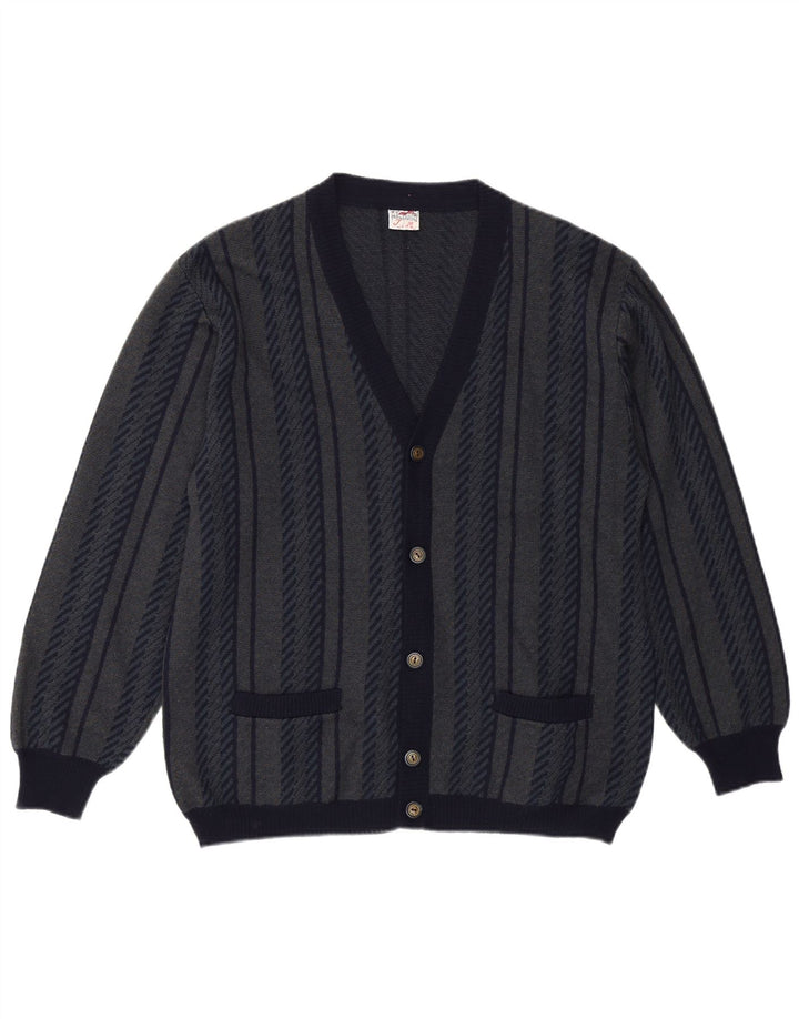 Bernardini Cardigan Homme Pull Petit Bleu Marine Géométrique