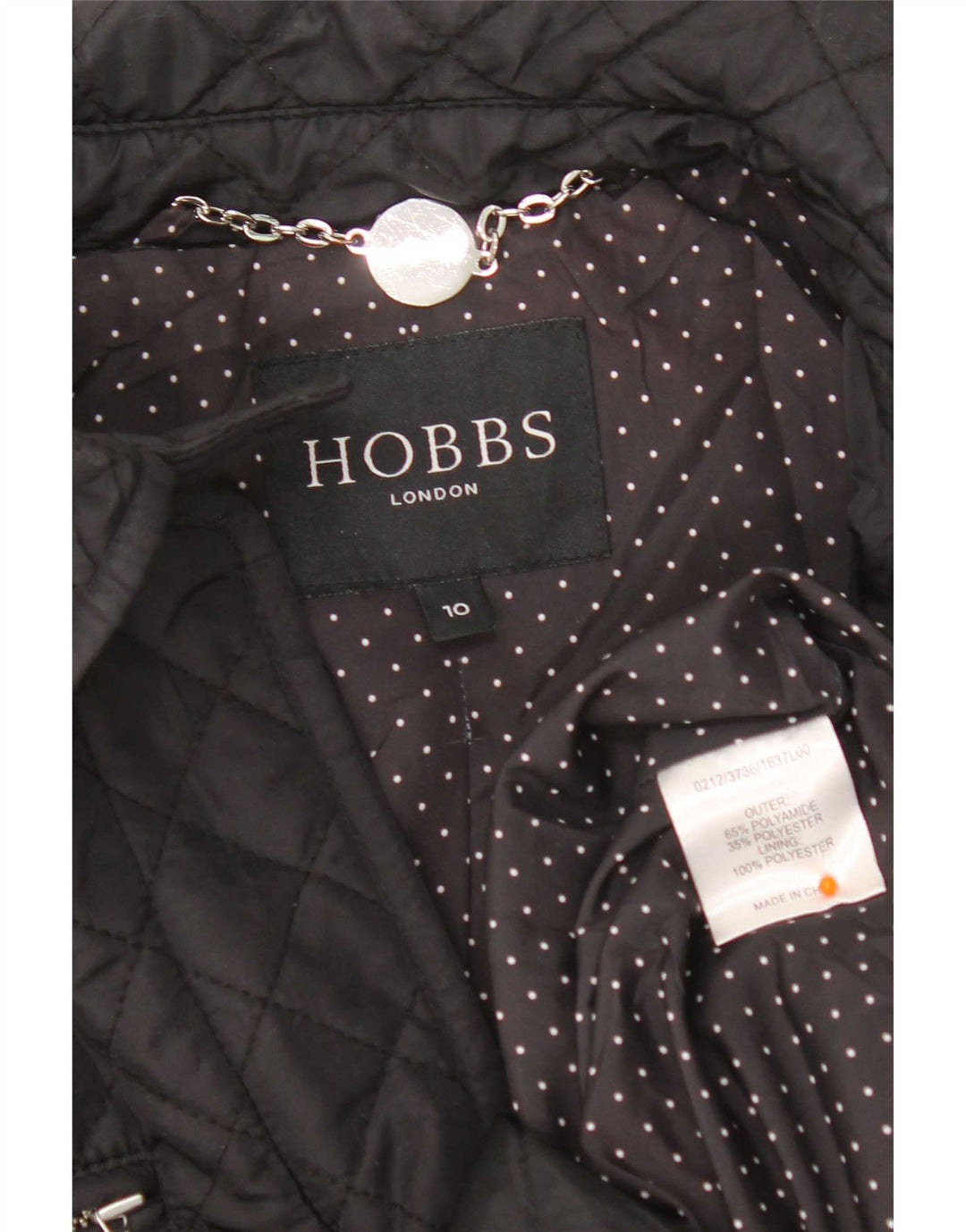 Hobbs Manteau coupe-vent matelassé pour femme UK 10 Petit nylon noir
