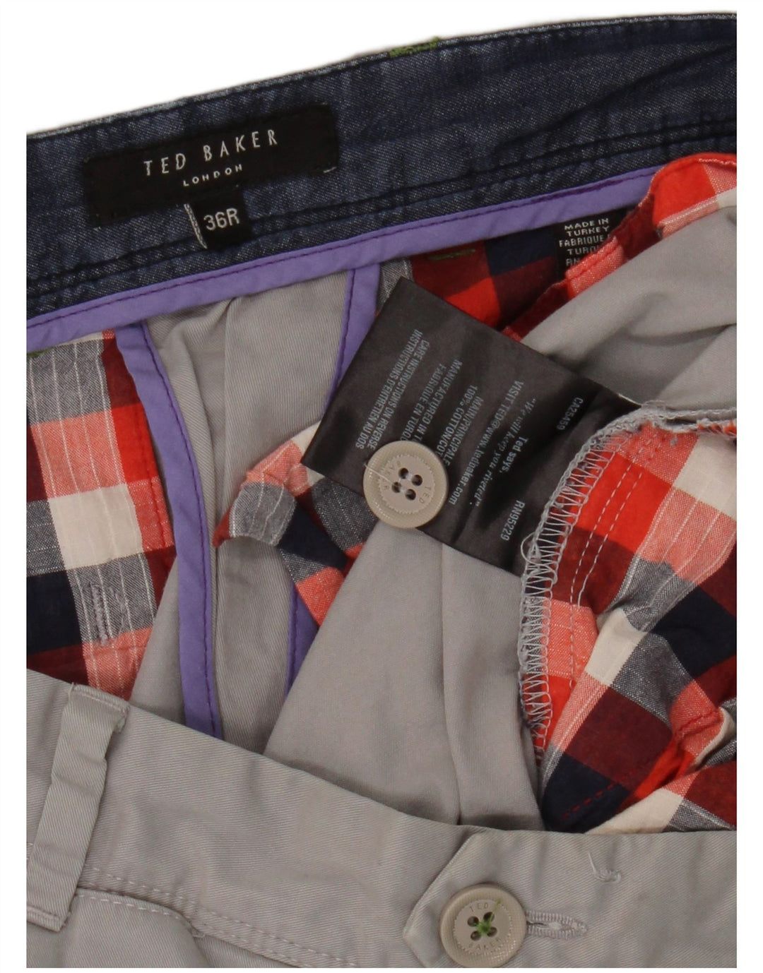 Ted Baker Pantalon Chino Droit Homme W36 L31 Gris Coton