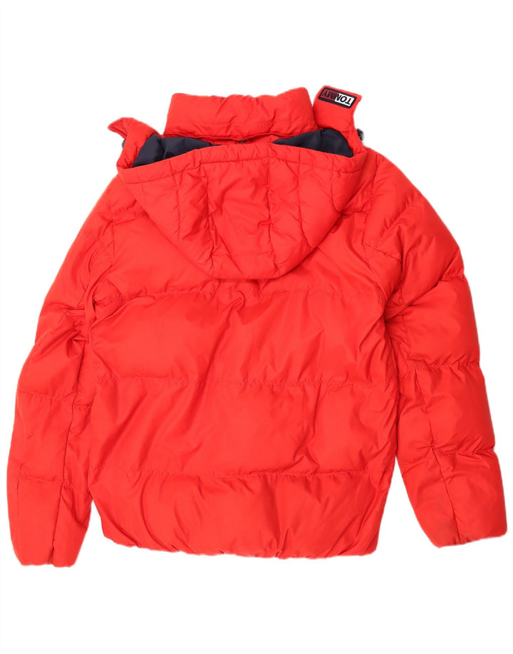 Tommy Hilfiger Veste matelassée à capuche pour homme UK 40 Large Rouge Polyester