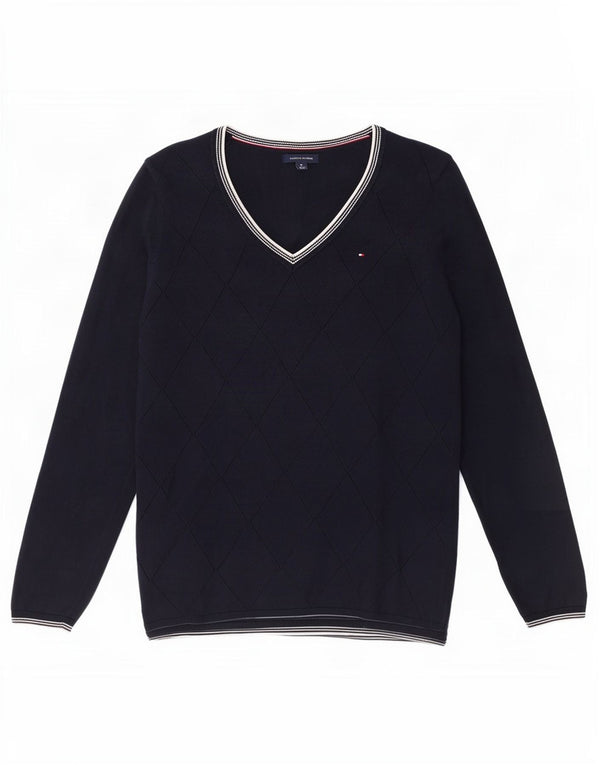 Tommy Hilfiger Pull col V pour femme UK 12 Bleu marine moyen