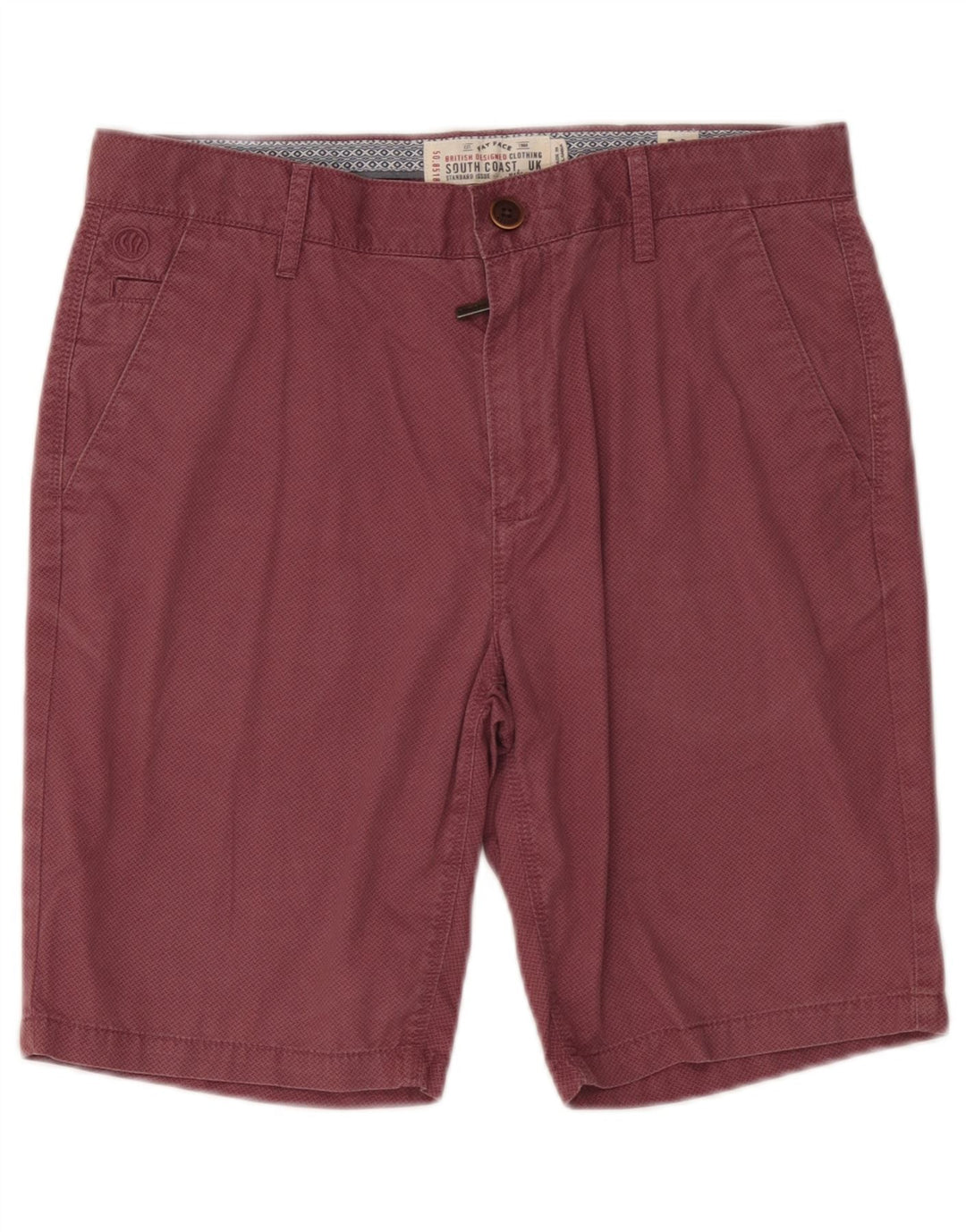 Fat Face Short chino à motif abstrait pour homme W32 en coton bordeaux moyen