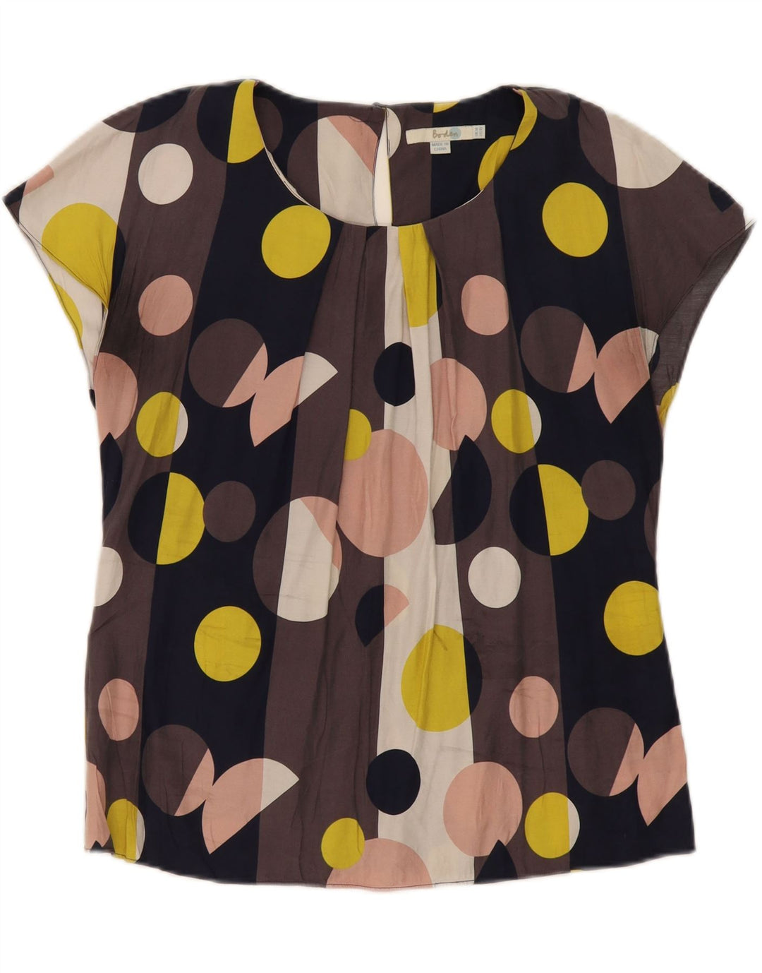 BODEN Womens Blouse Top UK 14 Medium Multicoloured Geometric Viscose Vintage Boden and Second-Hand Boden from Messina Hembry 