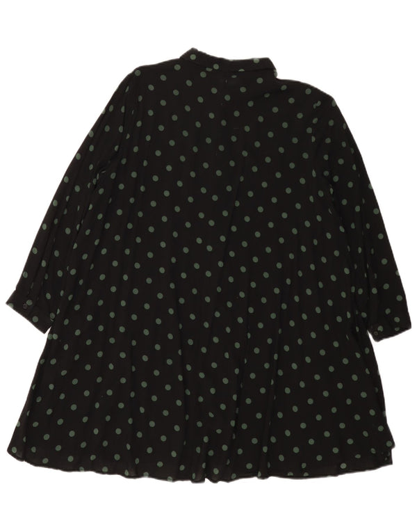 Zara Robe chemise surdimensionnée à manches 3/4 pour femme UK 10 Petit pois noir