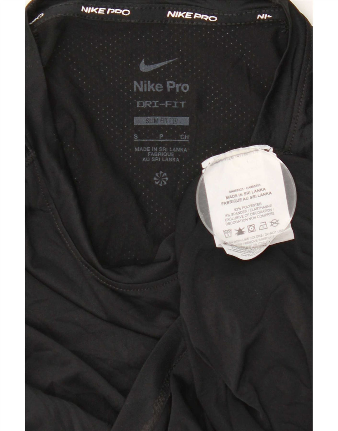 Nike Hommes Dri Fit Slim Haut à manches longues Petit Noir Polyester