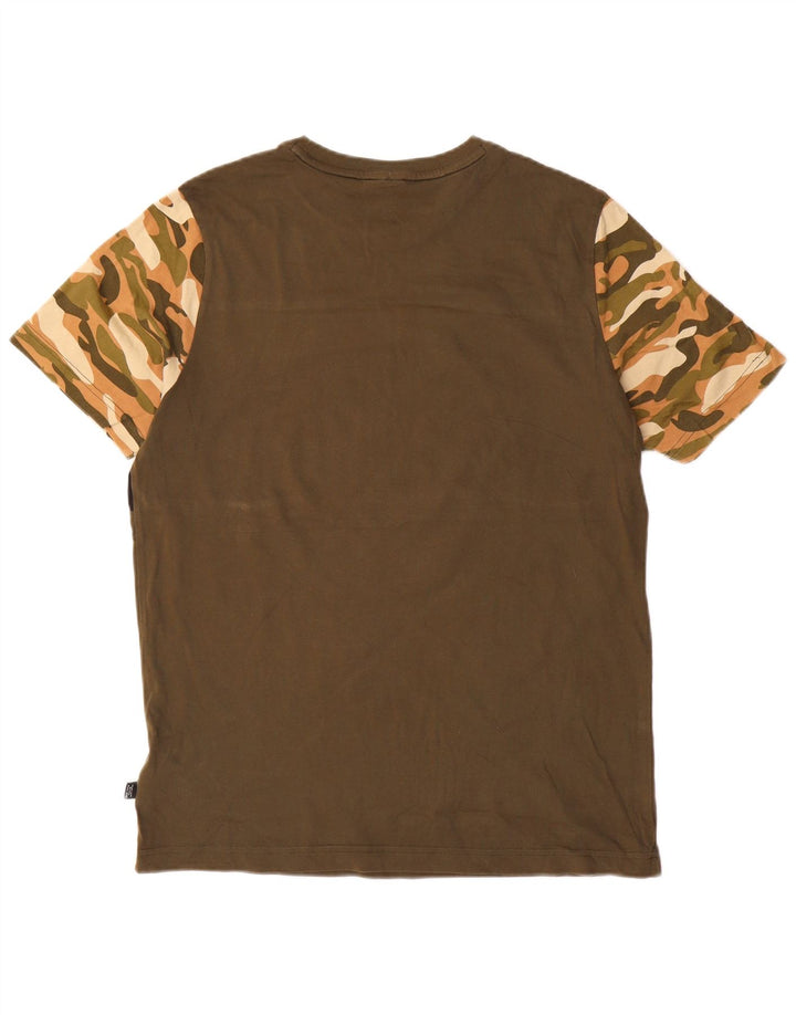 PUMA T-Shirt Graphique Homme Kaki Moyen Camouflage Coton