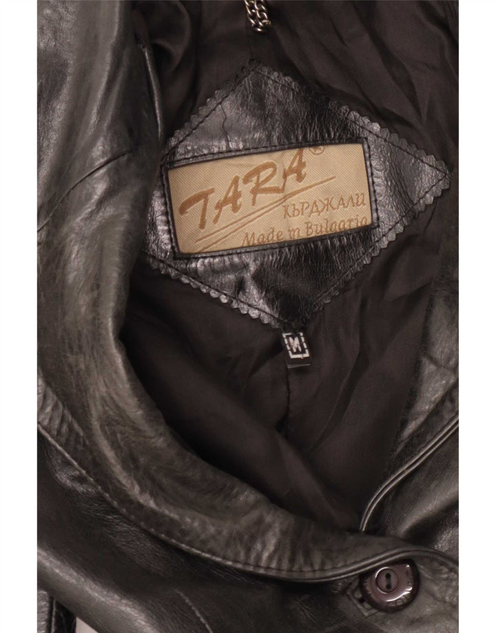manteau en cuir femme vintage UK 12 Noir Moyen