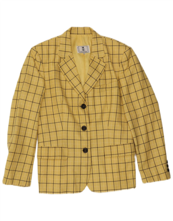 Oliver By Valentino Veste blazer à 3 boutons pour femme IT 46 Grand carreaux jaunes