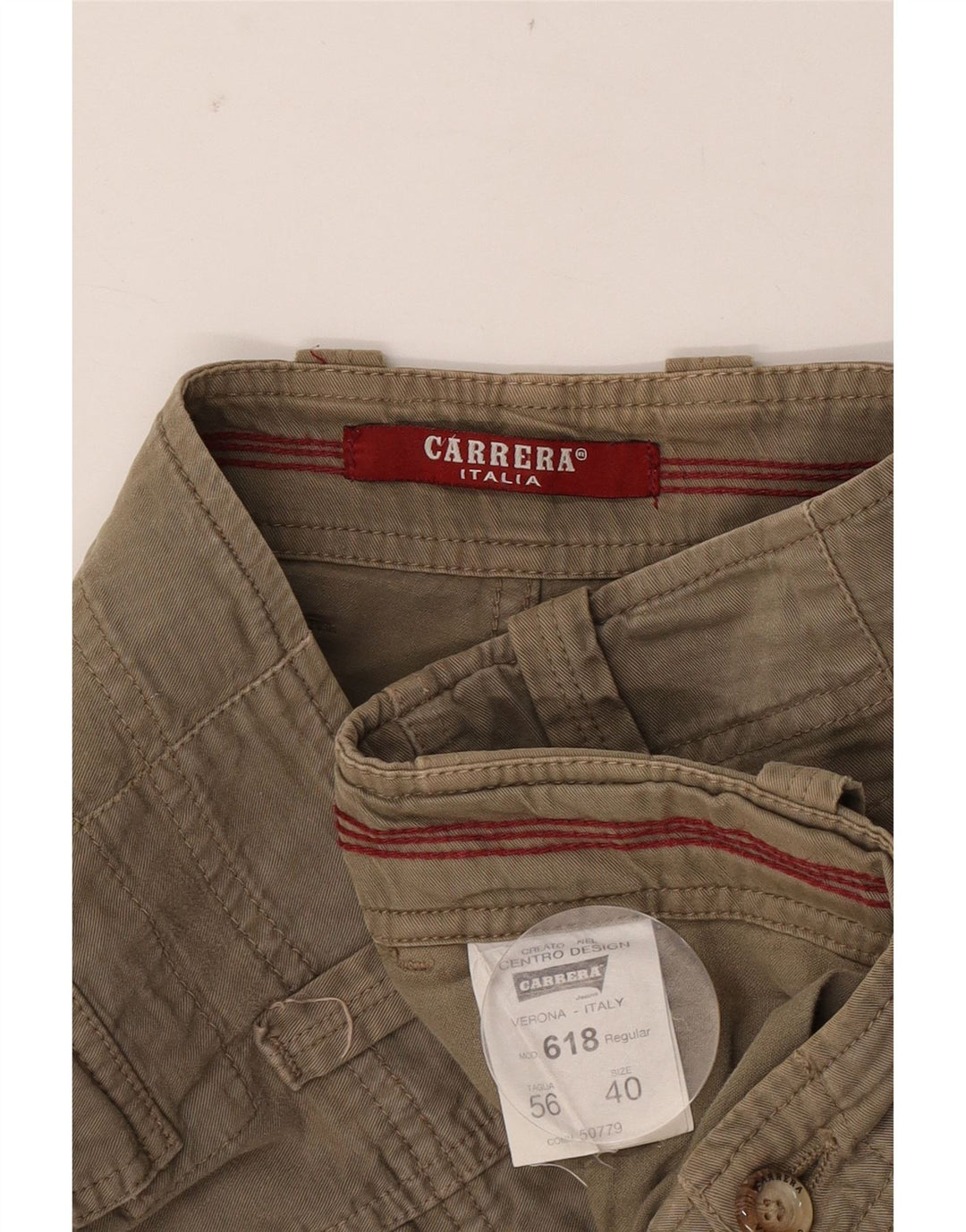 Carrera Short Cargo 618 W40 XL Homme Kaki Coton