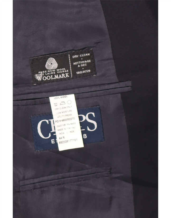 Chaps Veste Blazer 1 Bouton Coupe Régulière Homme UK 44 2XL Bleu Marine Laine Vierge