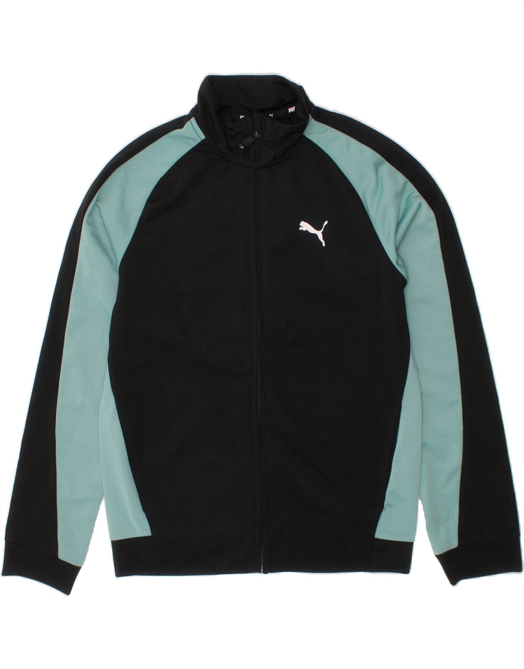 PUMA Girls Tracksuit Top Jacket 11-12 Years Black Colourblock Polyester Vintage Puma and Second-Hand Puma from Messina Hembry 