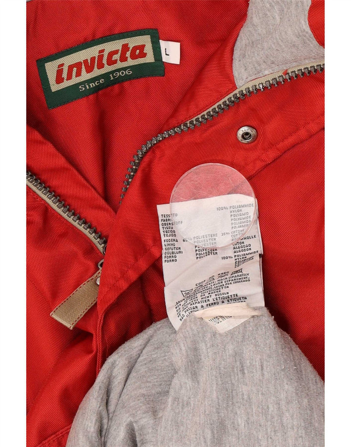 Invicta Veste de pluie à capuche pour homme UK 40 Large Rouge Polyamide