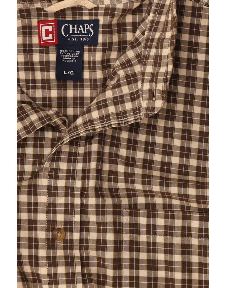 Chaps Chemise Homme Grand Carreau Marron Coton
