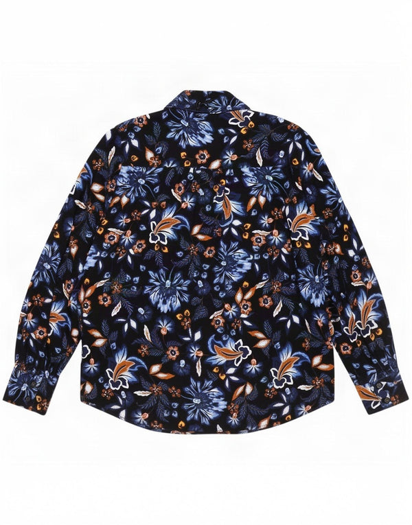 Marks & Spencer Chemisier chemise à nouer sur le devant pour femme UK 18 XL Bleu marine Floral