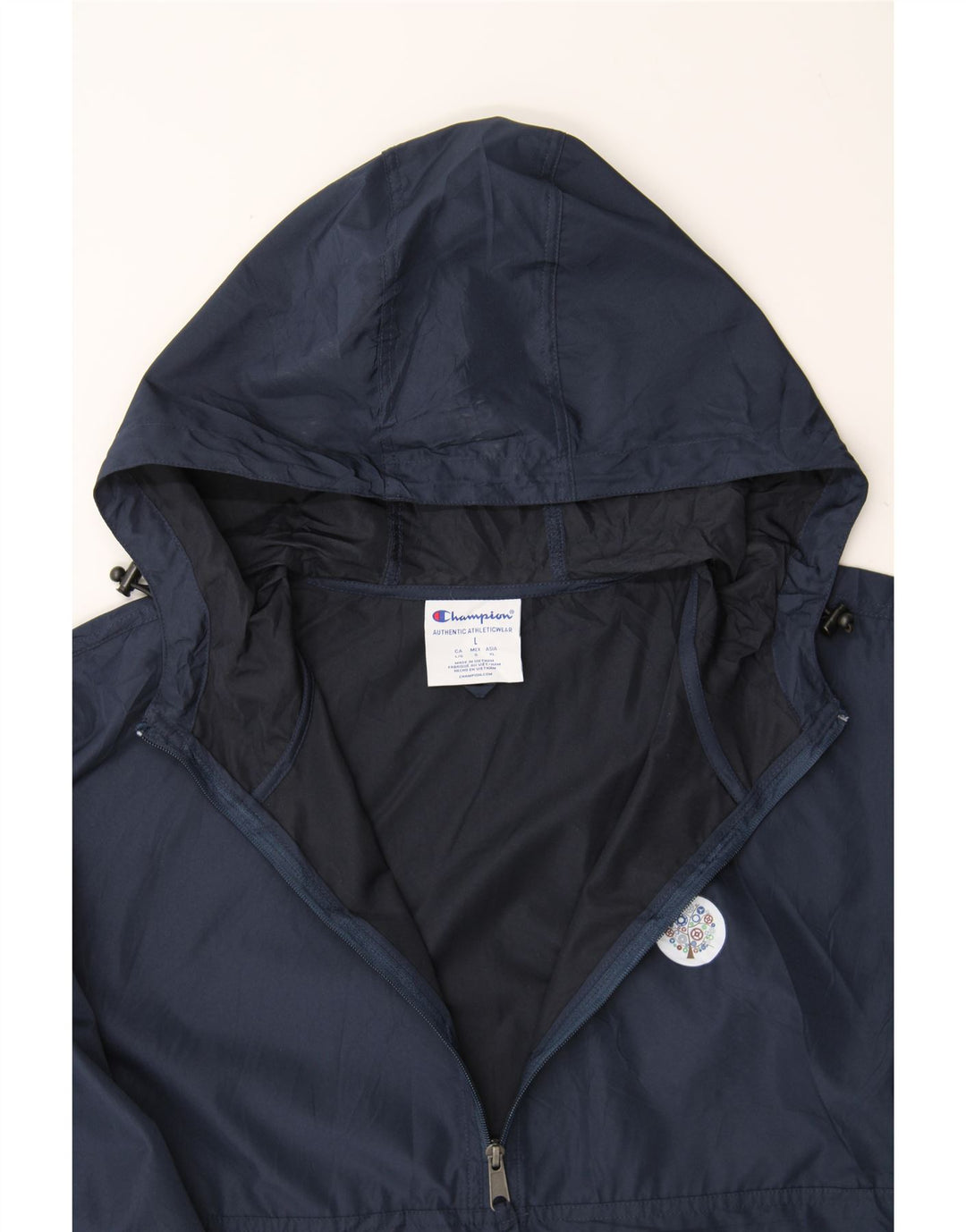 CHAMPION Womens Pullover Hooded Tracksuit Top Jacket UK 16 Large Navy Blue Vintage Champion and Second-Hand Champion from Messina Hembry 