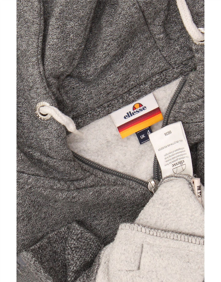 ELLESSE Pull à capuche zippé graphique pour femme UK 4 XS Gris chiné en coton
