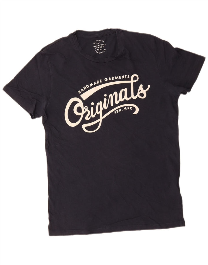 Jack & Jones T-Shirt Graphique Homme Bleu Marine Moyen Coton