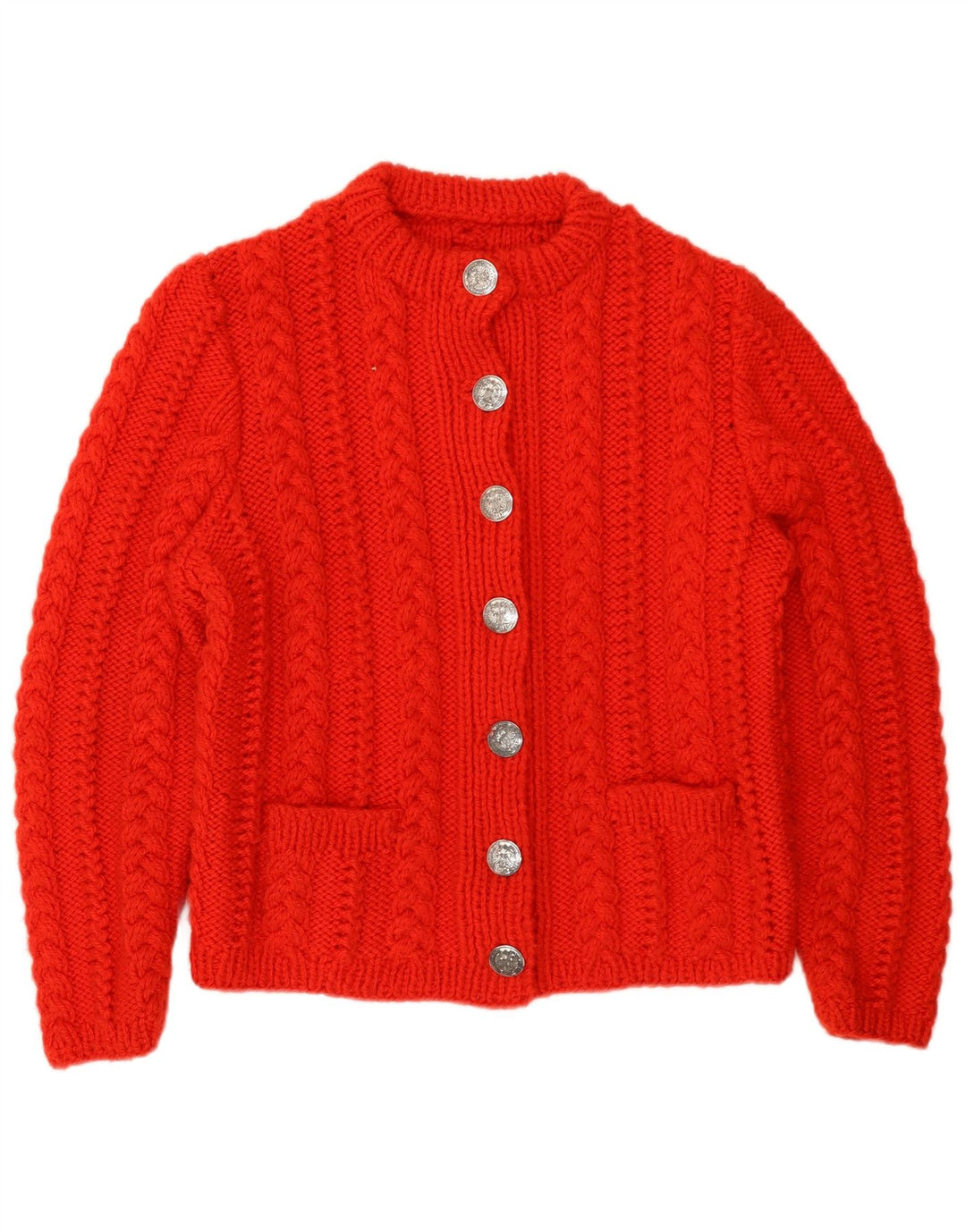 vintage Femme Cardigan Pull UK 14 Rouge Moyen
