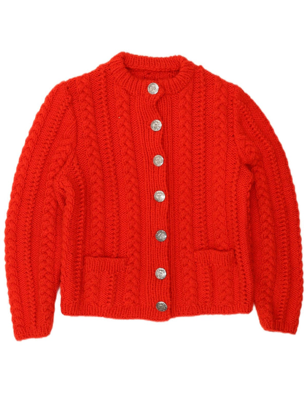 vintage Femme Cardigan Pull UK 14 Rouge Moyen
