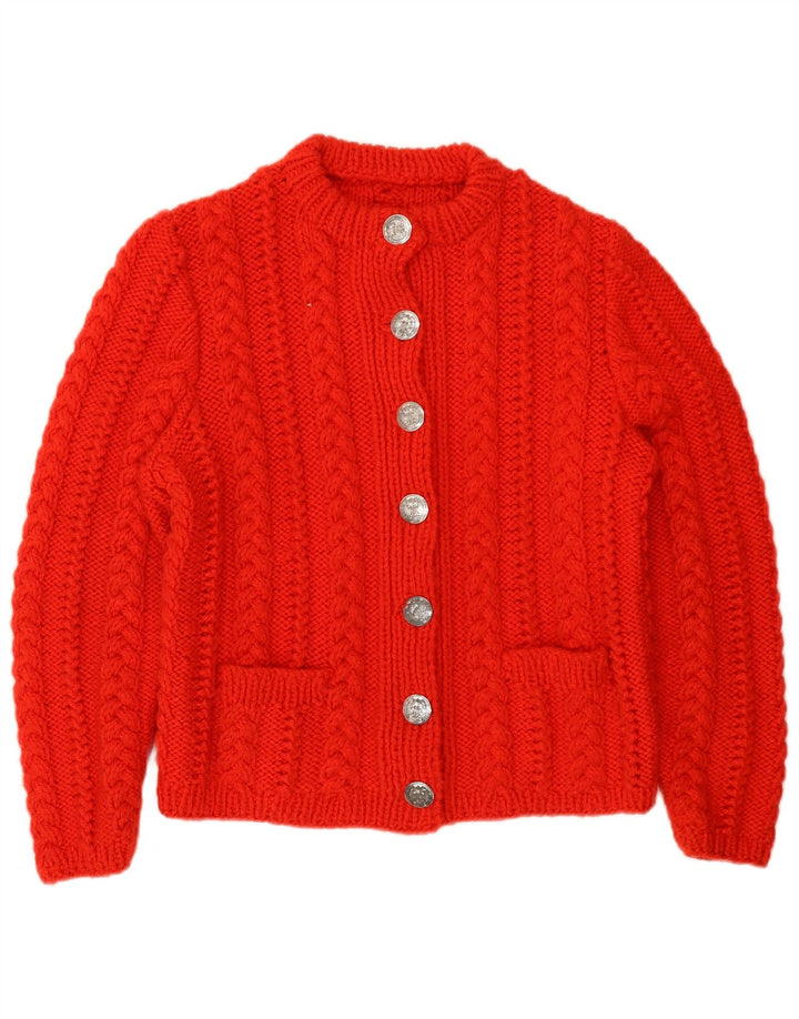 vintage Femme Cardigan Pull UK 14 Rouge Moyen