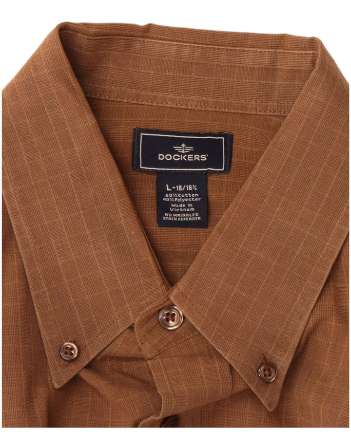 Dockers Chemise Homme Taille 16 16 1/2 Grand Coton Vichy Marron