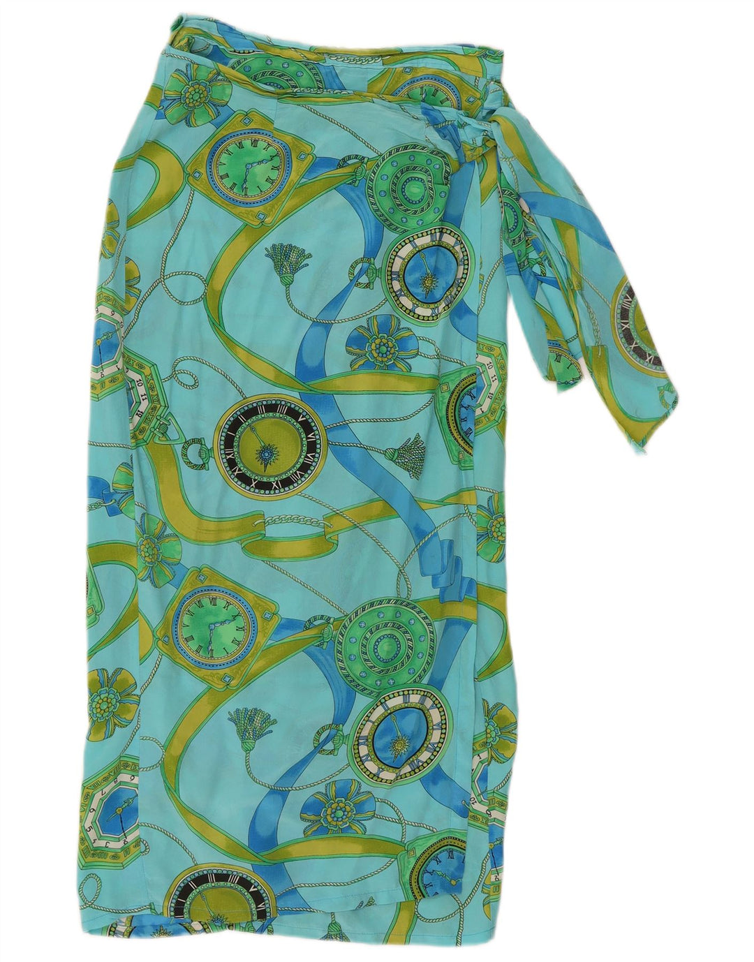 vintage Femmes Motif Abstrait Jupe Portefeuille W32 Grand Bleu