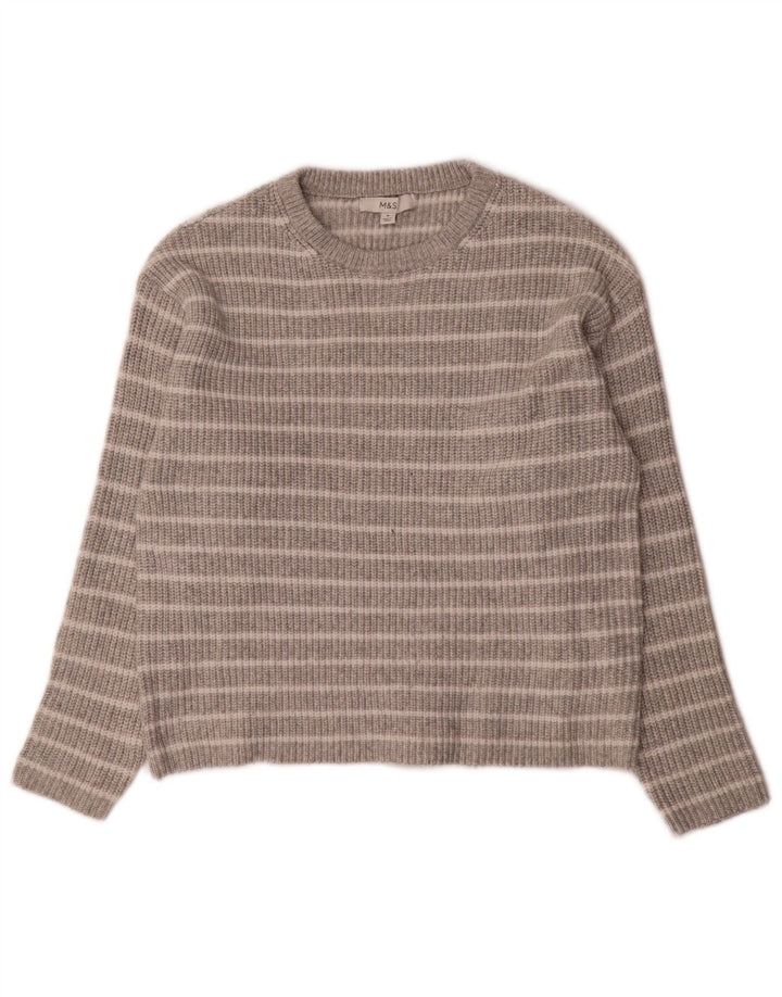 Marks & Spencer Pull ras du cou pour femme UK 14 Gris moyen rayé